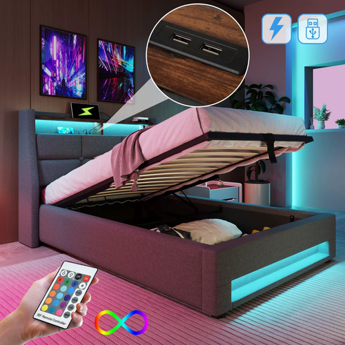 Letto singolo con - led, e